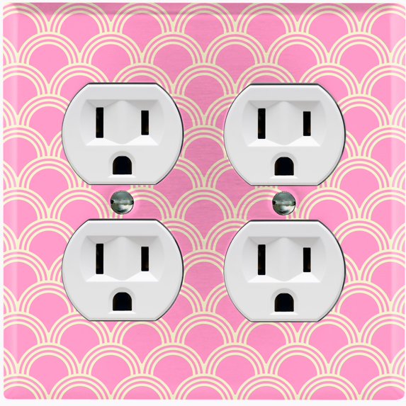 Metal Light Switch Plate Cover Japanese Sea Wave Pattern Pink Wallpaper WAL021