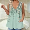 thumbnail image 5 of GIPQJK Women Deep V Neck Tank Top Plus Size Sleeveless Tunic Shirts 2025 Summer Floral Print Casual Tees Blouses with Pockets,Light Blue 3XL, 5 of 5