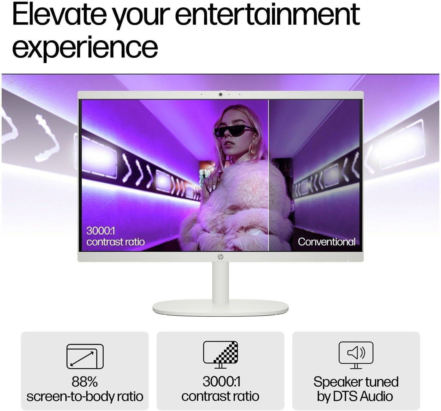 HP 22" All-in-One Desktop Computer Intel Quad-Core Processor FHD Display 16GB DDR5 RAM, 640GB Storage WiFi 6 Bluetooth Business AIO Windows 11 Pro