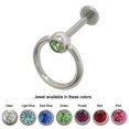 thumbnail image 1 of Labret Monroe Surgical Steel Door Knocker Design with Jewel - 7 Colors Available, 1 of 3