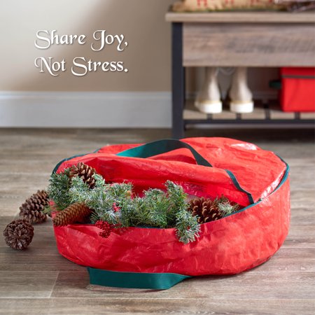 ZOBER Christmas Wreath Storage Container 30" - Water-Resistant Fabric ...