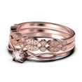 thumbnail image 4 of Infinity Loop Minimalist 1.50 Carat Round Cut Morganite Engagement Ring, Twisted Wedding Band in10k Solid Rose Gold, Promise Ring, Anniversary Gift, Trio Set, Matching Band, 4 of 4