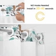 thumbnail image 2 of No Hook Shower Curtain with Snap in Liner, Abstract Aqua Brown Leaves Waterproof Bath Curtain Double Layers with See Through Top Window, Watercolor Spring Foliage Leaf Hotel Shower Curtains 36x72in, 2 of 9