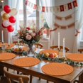 thumbnail image 5 of Orange Morocco Round 13 Inch Placemats Set of 2, Geometric Leaf Diamond Lattice Abstract HeatResistant Non Slip Place Mats for Dining Table, Wipeable Braided Kitchen Table Mats for Housewarming, 5 of 9