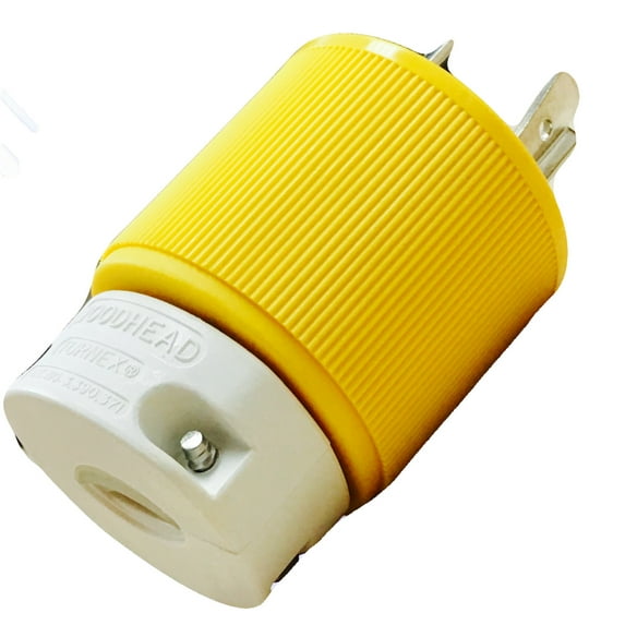 26T49YL HI-AMP TURNEXSAFEWAY NEMA L7-20 20A 277V PLUG 2P3W, YELLOW NYLON, RoHS, 1301450014