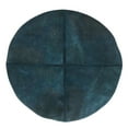 thumbnail image 2 of Simpli Home Connor Round Pouf in Distressed Teal Blue Genuine Leather, 2 of 10