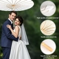 thumbnail image 6 of Shoreew 60/80CM DIY Hand-Painting Paper Umbrella Chinese Style Decorative White Oil-paper Umbrella with Wooden Handle Kids Coloring Oriental Umbrella Crafts, 6 of 6