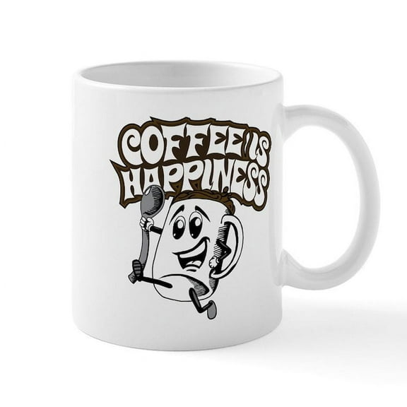 CafePress - Coffee Is Happiness - 11 oz Ceramic Mug - Novelty Coffee Tea Cup