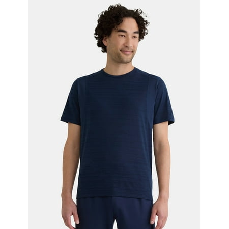Athletic Works Men's and Big Men's Jacquard Short Sleeve Workout Shirt, Sizes S-3XL