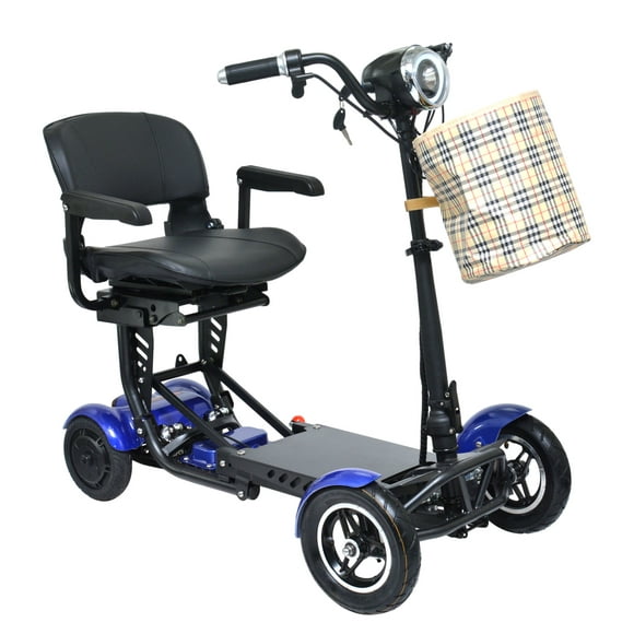 Scooter de Mobilité Motorisé Électrique Longue Portée à Vitesse Réglable Pliable et de Couleur Bleue Portable