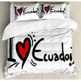 thumbnail image 1 of Ecuador Duvet Cover Set Queen Size, I Heart Ecuador Lettering Simple Calligraphic Illustration, Decorative 3 Piece Bedding Set with 2 Pillow Shams, Charcoal Grey Vermilion and White, by Ambesonne, 1 of 3