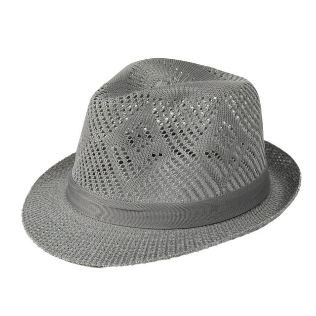 Gray Mens Solid Color Mesh Fashion Sun Hat Breathable Formal Hat For Summer Use In Gray Adjustable Head Size 56-58Cm 22.05-22.83 Inches Lightweight And Versatile