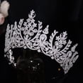 thumbnail image 4 of Tiara y corona de boda de circonia cúbica de lujo para mujer, joyería para el cabello de gran desfile, regalos de novia para quinceañera para mujer, 4 of 5
