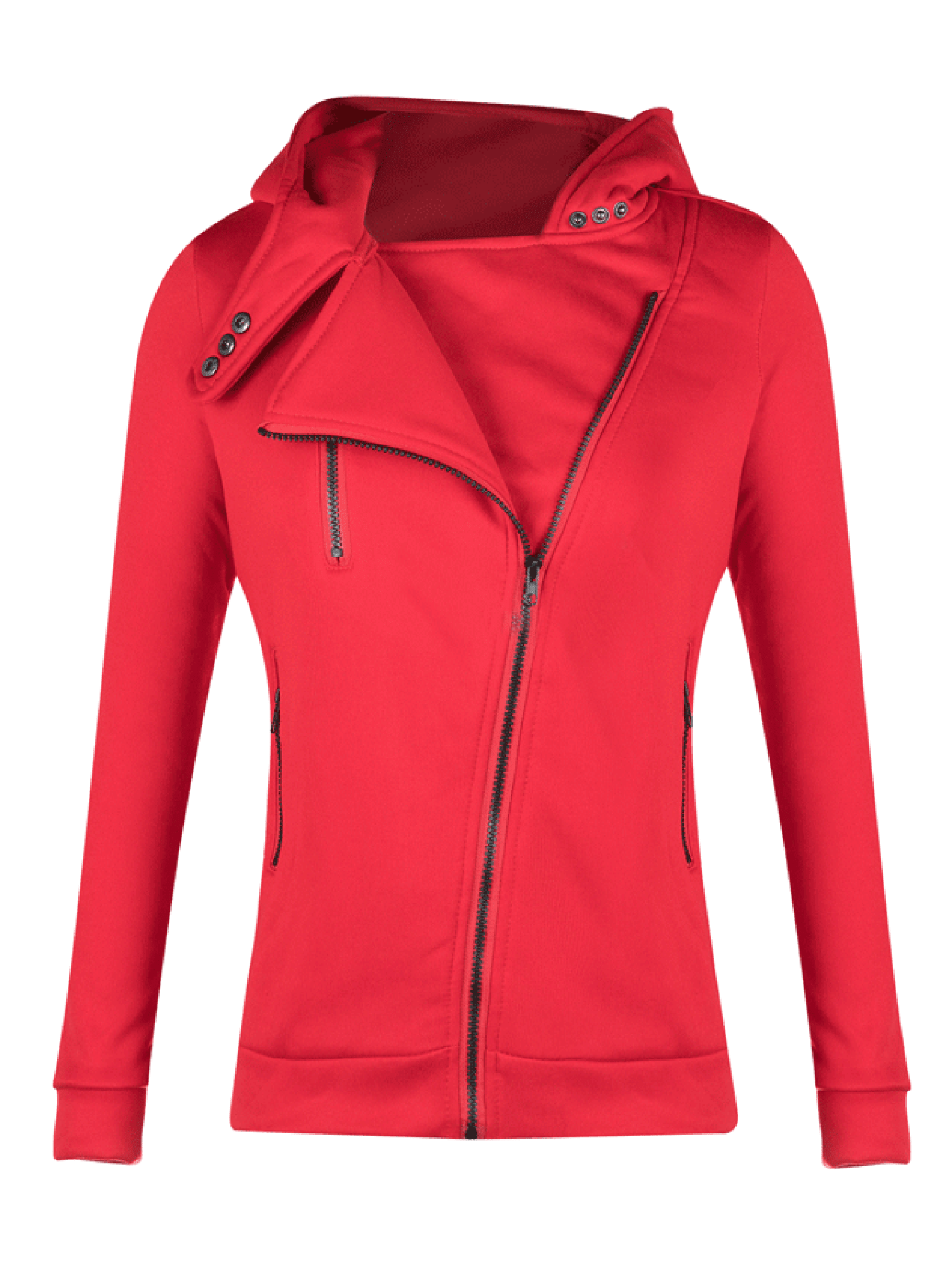 Download topcobe - Women's Red Front Pockets Outerwear Hooded Coats ...