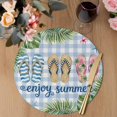 thumbnail image 3 of Summer Slippers Round 13 Inch Placemats Set of 2, Tropical Botanical Palm Leaves Blue Plaid HeatResistant Non Slip Place Mats for Dining Table, Wipeable Braided Kitchen Table Mats for Housewarming, 3 of 9