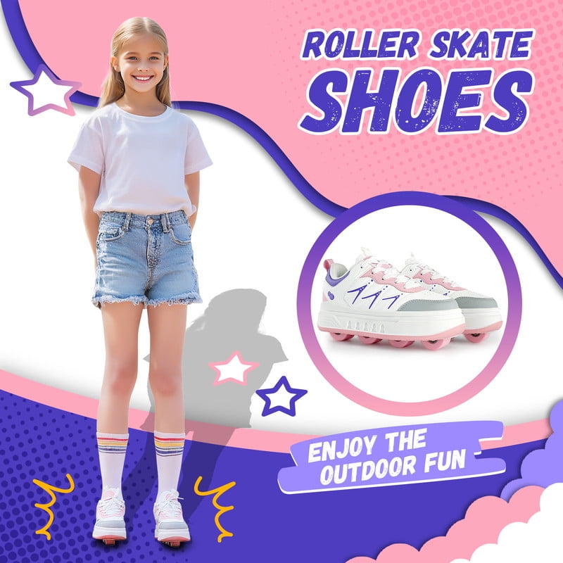 KOFUBOKE Roller Skate Shoes & Unisex Sneakers with 4 Wheels for Outdoor Sports Activities
