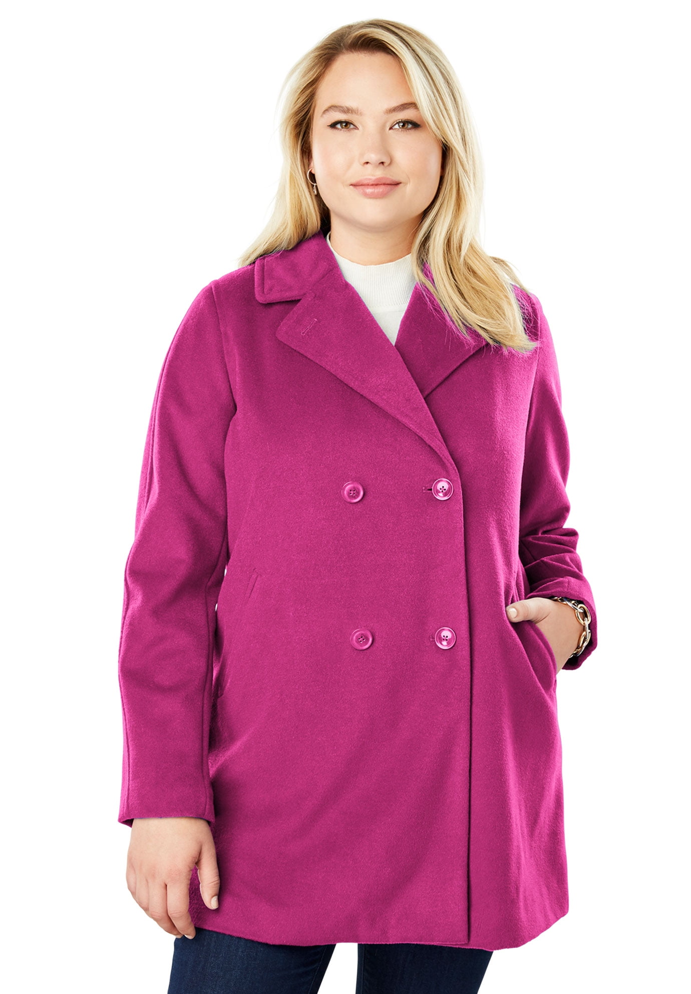 pink pea coat plus size