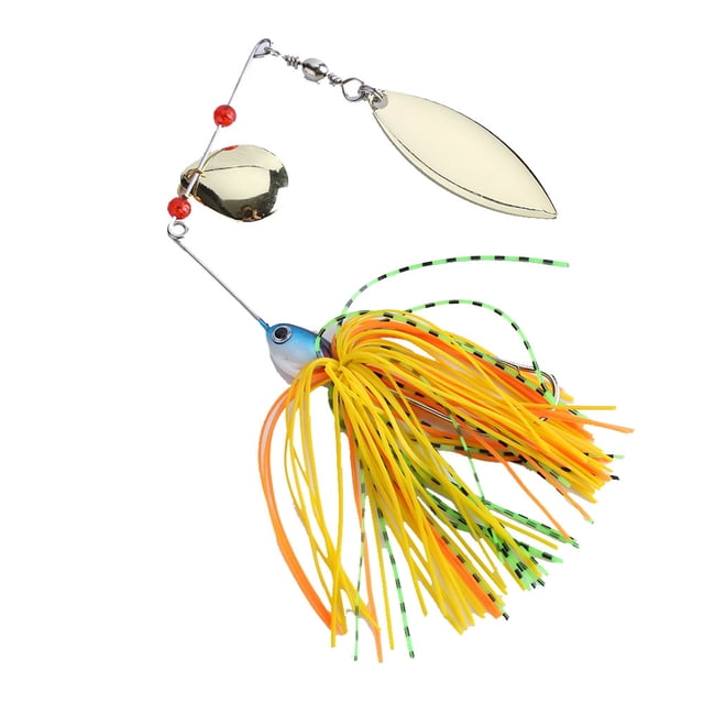1 Uds. Cebos giratorios de pesca de lubina con faldas de silicona y anzuelo (#3)