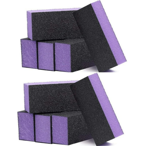 LQQBOX 10 PCS Nail Buffer Block, Professional Manicure Tools, Black Purple 3 Sides Nail Files Art Pedicure Manicure File
