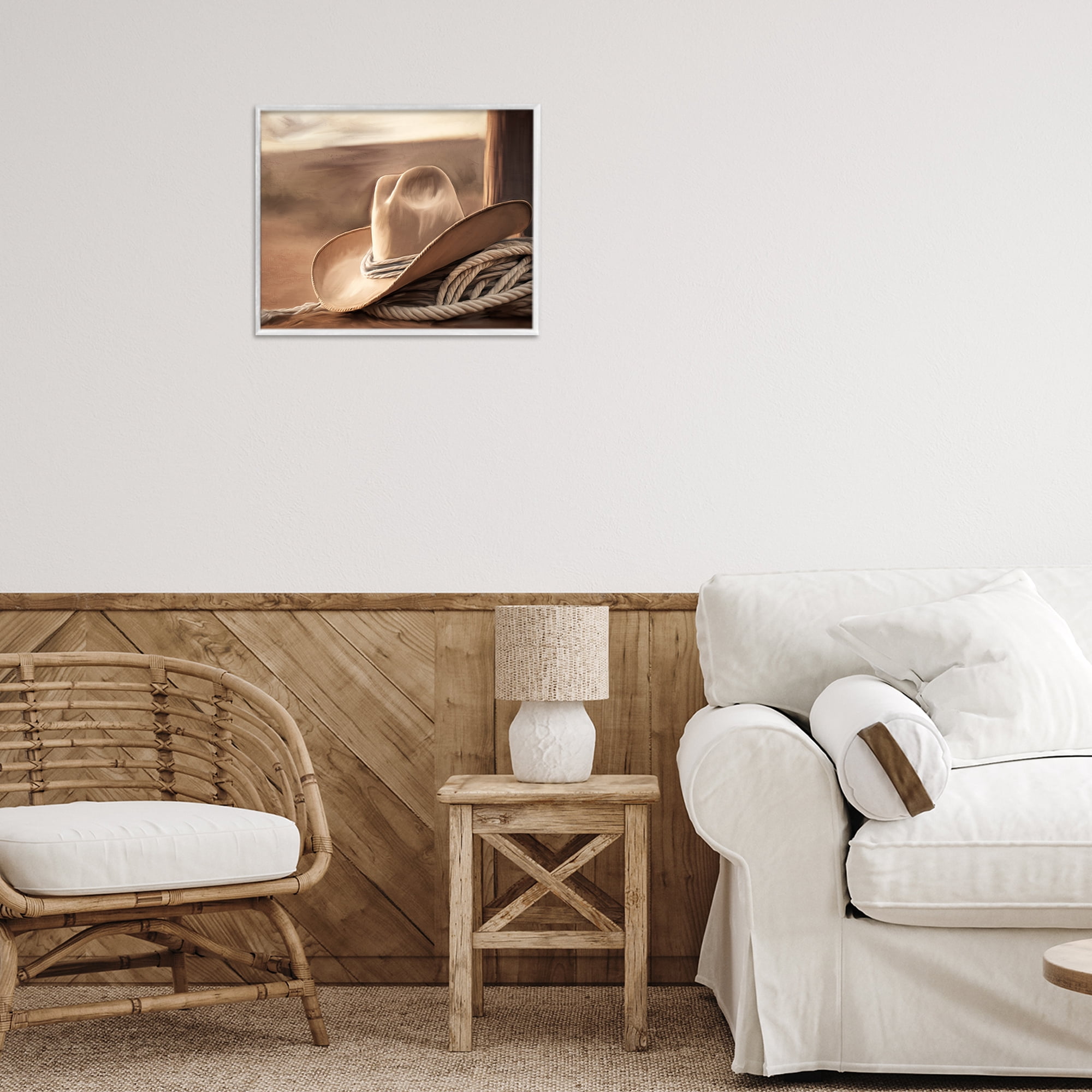 Stupell Industries White Cowboy Hat White Framed Giclee Art, design by Kim Allen