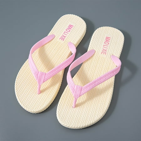

Cathalem Women Flat Slippers Fashion Toe Sandwich Beach Flip Flops Household Outdoor Dual Use before Christmas Slippers for Women Pink 7.5