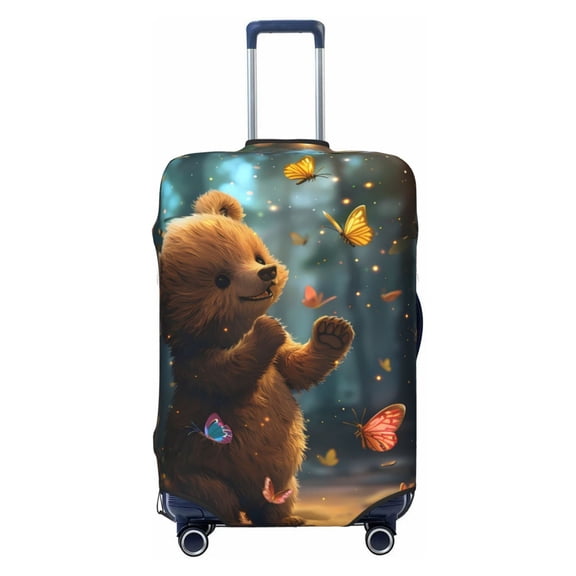 Picia Cute Butterfly Bear Luggage Protector Cover Thicken Suitcase Protector Cover Fit 18-32 Inch Luggage-Small