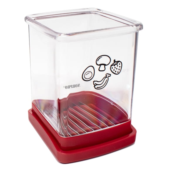 Cortadora Speed Slicer Norpro con placa de empuje roja, 3 de largo x 3 de ancho x 4,25 de alto