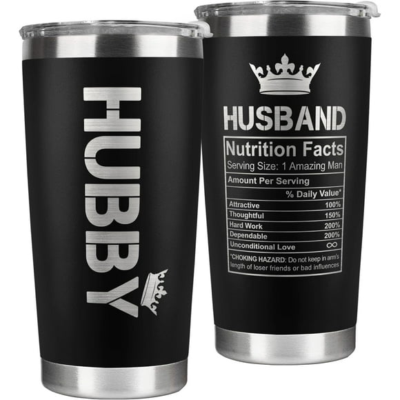 Romantic 20 Oz Black Stainless Steel Tumbler Perfect Gift for Husband Wedding Anniversary, Valentine's Day, Father's Day, Birthday Present