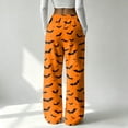 thumbnail image 6 of Womens Halloween Pajama Pants Soft Flannel Funny Bat Print Pj Bottoms | Halloween Costumes Women, Drawstring Waist, Straight Wide Leg, Cute Ghost Print, Loose Fit, Lounge, for Sleep Earthy Yellow,XL, 6 of 6