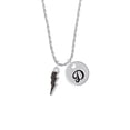 thumbnail image 2 of Delight Jewelry Silvertone Black Lightning Bolt Silvertone Script Initial Disc - D - Charm Necklace, 20"+3", 2 of 4