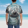 thumbnail image 4 of Susaid Panda In Futuristic City Print Short Sleeve Shirts Button Down Casual Shirts Summer Beach Aloha Button Down Short Sleeve for Men ,X-Large, 4 of 7