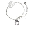 thumbnail image 2 of Delight Jewelry Black Nickeltone Crystal Initial - D - Beaded Border - Silver-tone Flower Link Chain Bracelet, 6.75"+2" Extender, 2 of 4