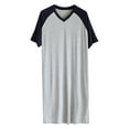 thumbnail image 2 of Kureaily Male Thin Splicing Long Casual Home Wear Comfortable V Neck Large Size Cotton Short Sleeved Soft Loose Pajamas Mens Pajama Set, 2 of 7