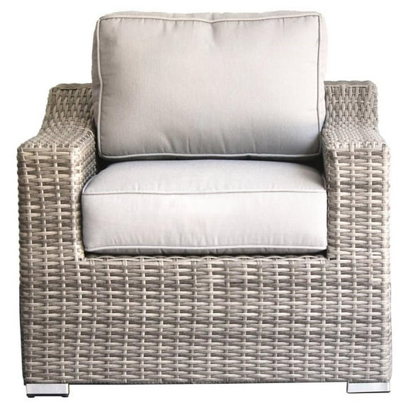 Living Source International Wicker Patio Chair with Cushions in Gray