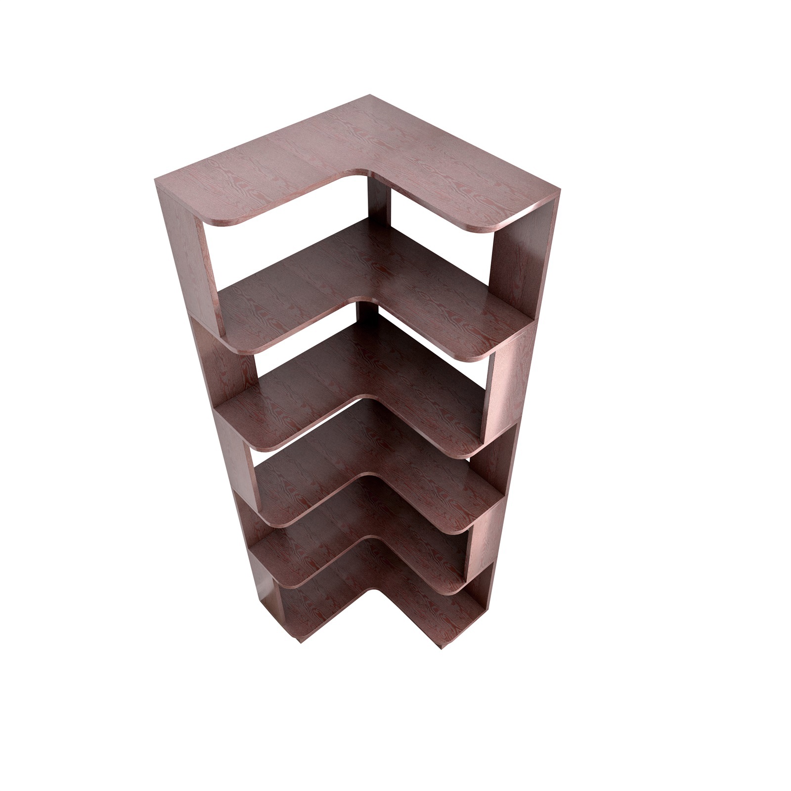 Hommoo 6-Tier Freestanding L-Shaped Corner Bookshelf Display Shelf, Wooden Bookcase Multifunctional Open Storage Rack Organizer, Ox Blood Red