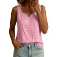 thumbnail image 2 of Noric Women's Cotton Linen Sleeveless Tank Top Scallop V-Neck Loose Fi Casual Summer Basic Tops, 2 of 6