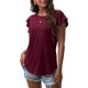 thumbnail image 2 of Camiseta con mangas con volantes,Camiseta con mangas con volantes para mujer, cuello redondo, camiseta con mangas con volantes, camiseta de color puro para mujer, la mejor de su clase, 2 of 3