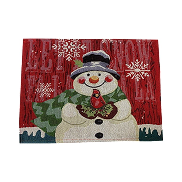 Alfombrilla lavable con mezcla de lino y algodón de muñeco de nieve Eccomum 1 mantel individual