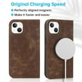 thumbnail image 3 of Nalacover for iPhone 14 6.1 inch Wireless Charging Case,Luxury Full Body Protection Solid Color PU Leather Magnetic Closure Flip RFID Blocking Card Slots Stand Cover.For iPhone 14,Brown, 3 of 8