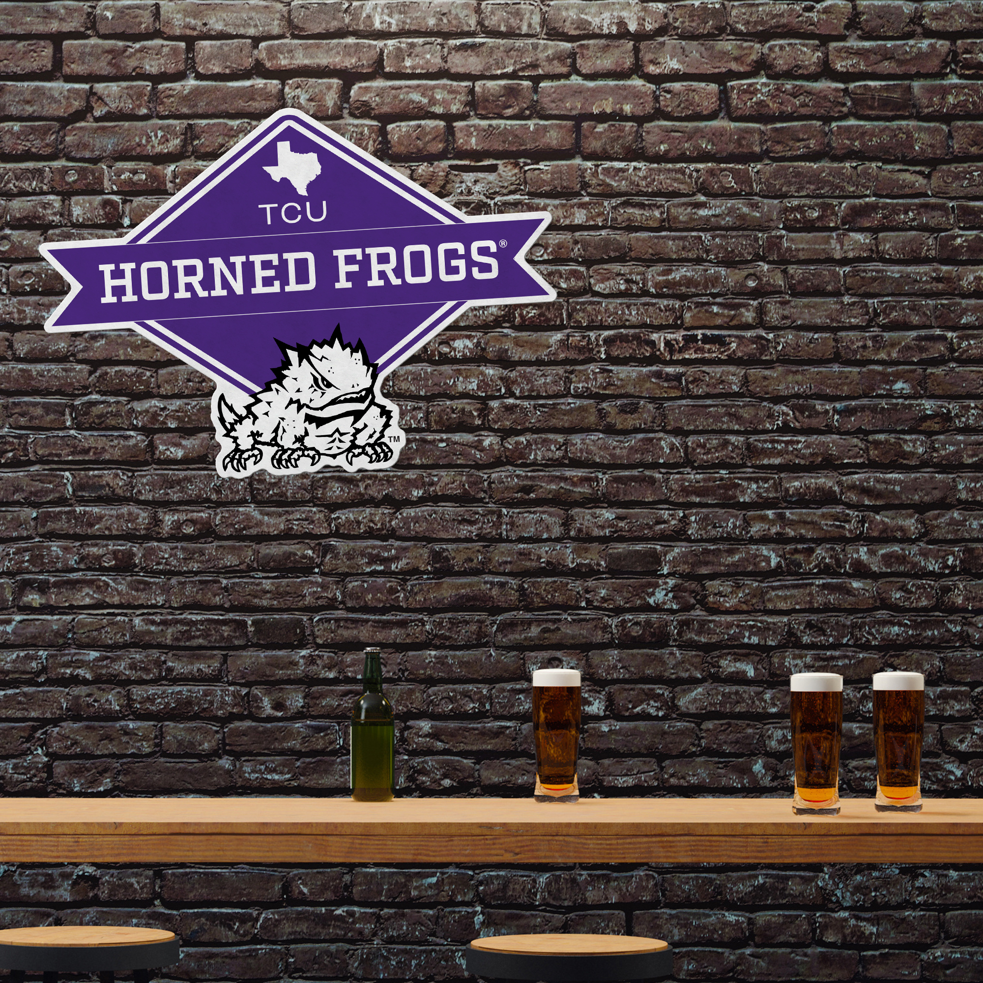 Tcu Shape Cut Logo With Header Card - Diamond Design