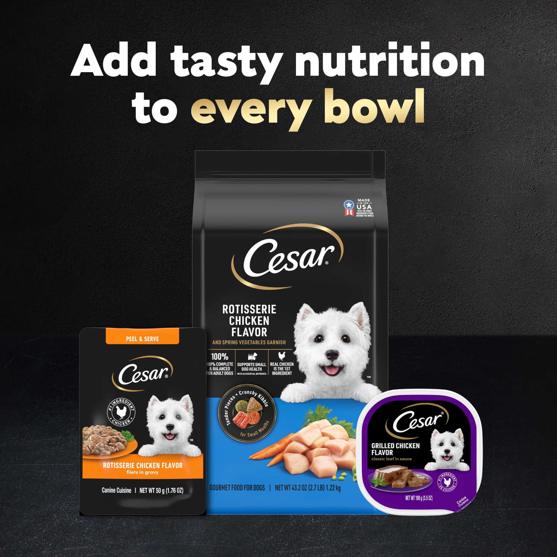 Cesar Filets in Gravy Beef and Chicken Flavors Variety Wet Dog Food, 1.76 oz Mini-Pouches, 40 Ct