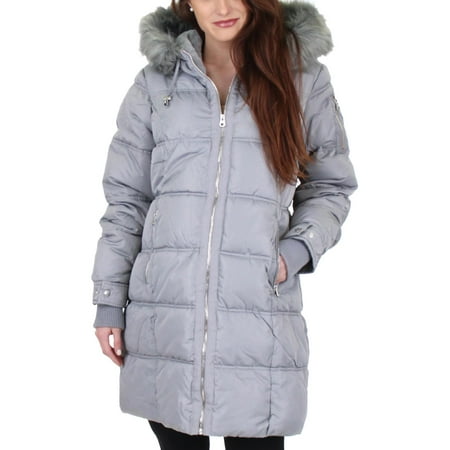 Jessica Simpson Womens Faux Fur Winter Puffer (Best Winter Work Jacket)