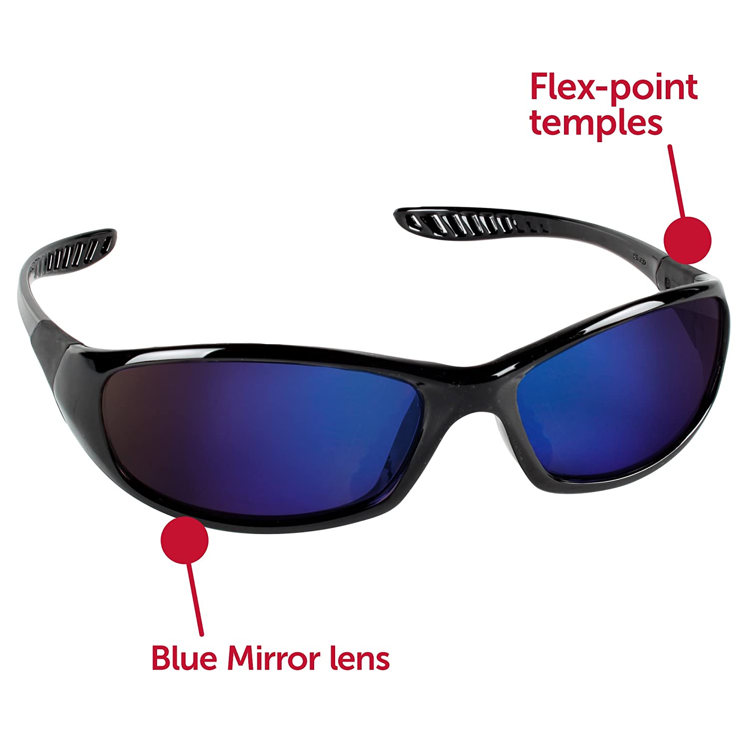 V40 Hellraiser* Safety Eyewear, Blue Mirror Lens, Anti-Scratch, Black Frame - image 2 of 5