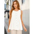 thumbnail image 2 of DARING DIVA Women's Linen Tank Tops Babydoll Sleeveless Shirts Peplum Blouse S White, 2 of 8