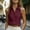 Red, variant on Women's Cotton Solid Color Sleeveless Shirts Front Collared Dressy Casual Blouses Loose office Tank Tops Red
