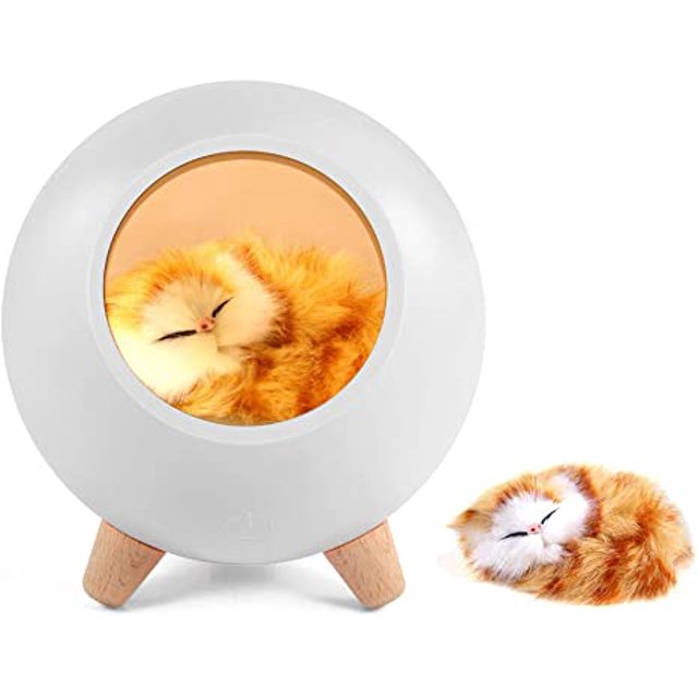 Regalos para amantes de los gatos para mujeres, luz de noche de gato para esposa, mamá, adolescentes, niñas, bonitos regalos de cumpleaños para casa de gato (blanco). JAMW Sencillez