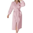 thumbnail image 2 of Fanxing Womens Classic Fleece Robes with Belt Soft Fuzzy Plush Bathrobes for Ladies Winter Warm Spa Housecoat Pink L, 2 of 8