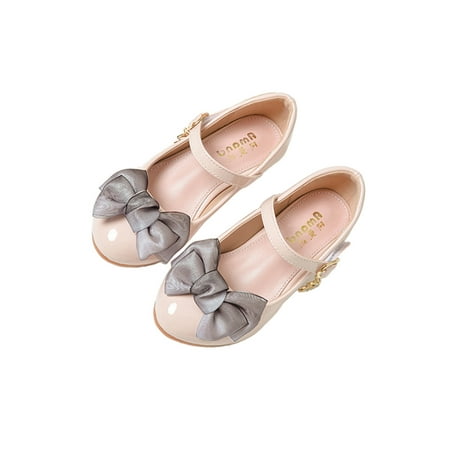 

Woobling Girls Dress Shoes Comfort Mary Jane Sandals Ankle Strap Princess Shoe School Pumps Fashion Bow Mid Heel Pink 1Y