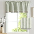 thumbnail image 2 of Linen Striped Valance for Windows 18 Inch Blackout Drapes for Small Window Farmhouse Double Layer Valance for Living Room Kitchen RV Rod Pocket 1 Panel Sage Green on Linen, 2 of 7
