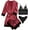 Burgundy, variant on 4Pcs Women's Floral Lace Trim Cami Lingerie, Satin Pajama Set, Sleepwear with Robe, Burgundy, S